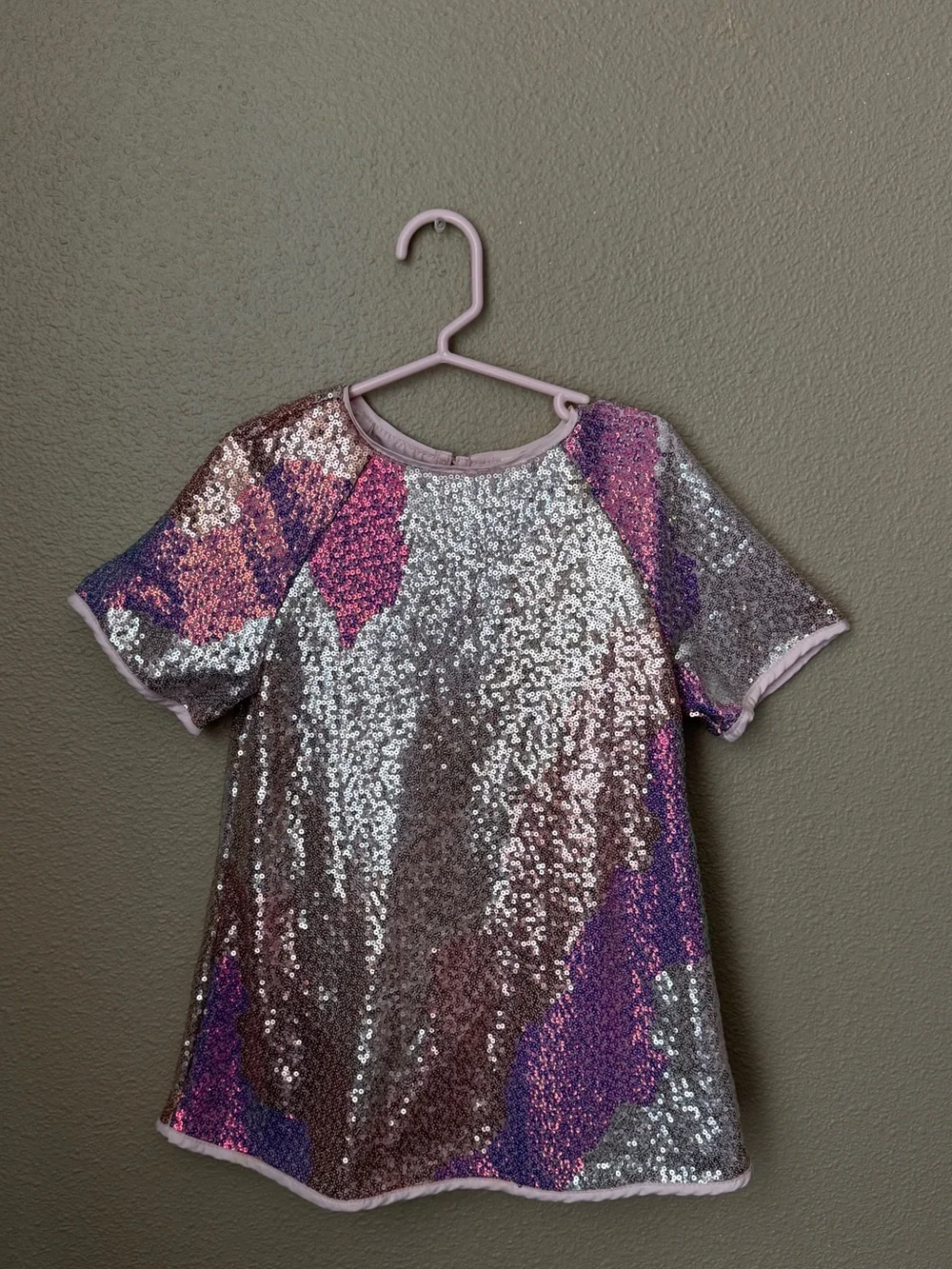 H&M Girls Sequin Short-Sleeve dress in Silver, Pink and Purple